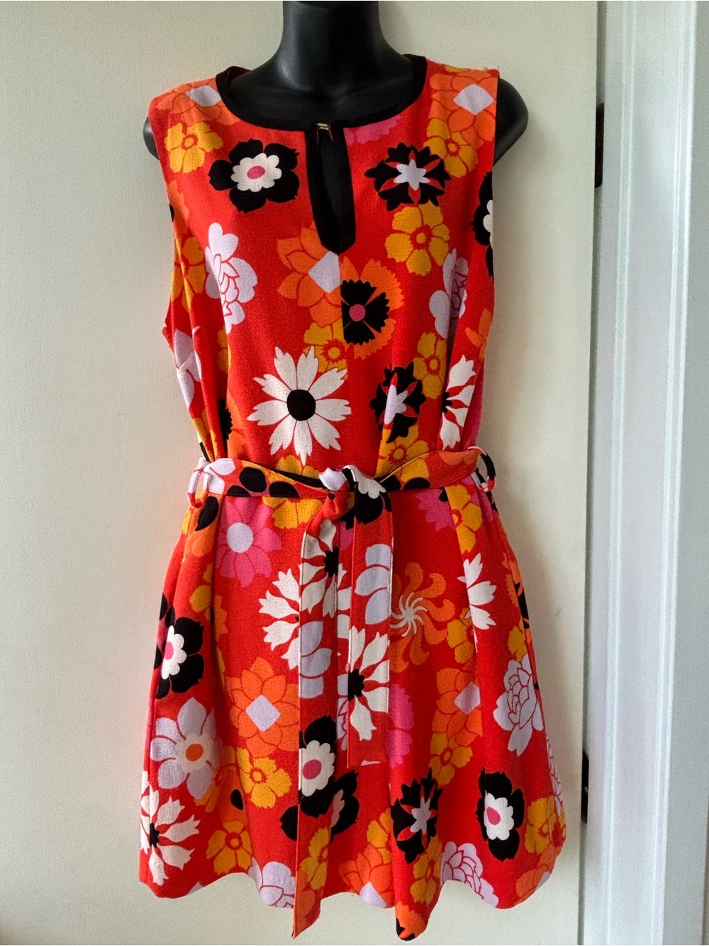 Victoria Beckham for Target Mod Orange Floral Romper Jumpsuit Sleeveless Size L